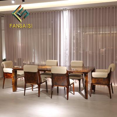 China Custom High End (Size) Mansion Villa Designer Furniture Adjustable Italian Light Luxury Postmodern Western Dining Table Long Restaurant Table for sale