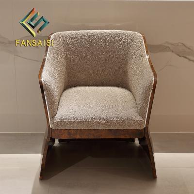 China Italian Light Luxury Style High End Custom Villa Mansion Restaurant (Height) Adjustable Set Furniture Natural Veneer Solid Wood Fabric Dining Chair for sale