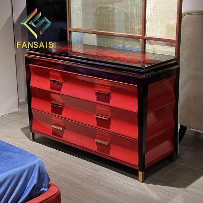 China High End (Size)Adjustable Modern Luxury Wooden Italian Sideboard Three-Drawing Design Living Room Custom Furniture for sale