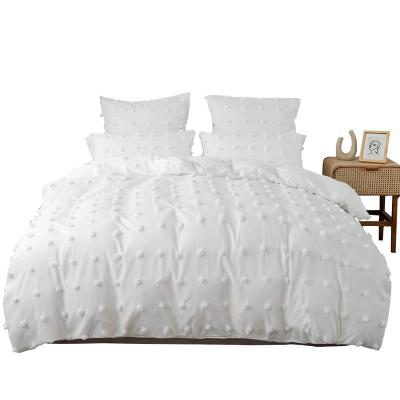 China Lightweight Breathable Custom Microfiber Tufted Stitch Duvet Cover Set White Jacquard Comforter Comforter Cover With Two Pillow Cases for sale