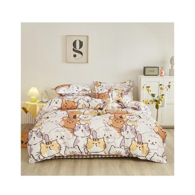 China Nondisposable 100% Polyester Floral Printing Four-Piece Bedding Set From Factory Wholesale Price for sale