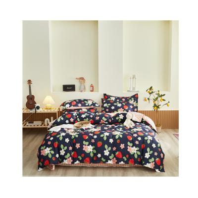 China Hotel Home Nondisposable Luxury Cheap 100% Polyester Floral Print Bedding Set for sale