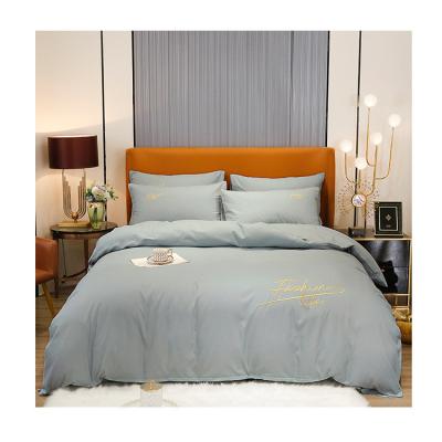 China Sustainable Wholesale Hotel Collection Sheet Sets Garterized Embroidery Bedding Set for sale