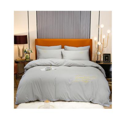 China Factory Price Sustainable 5 Star Comfort Sheet 4 Pcs Embroidery Bedding Set for sale