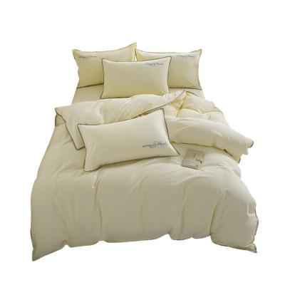 China New Arrival Nondisposable 100% Washed Pure Cotton Embroidery 3pcs/4pcs Bedding Set for sale