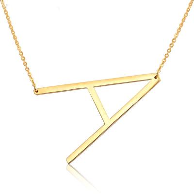 China High Quality/Factory Source Gold Plated Large Large Stainless Steel Necklace Initial Pendant Necklace For Women Gift for sale