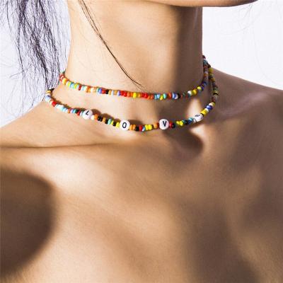 China High Quality Handmade/Factory Source Rainbow Bohemia Seed Beads Necklace Personality Candy Shell Multi-Layer Necklace for sale