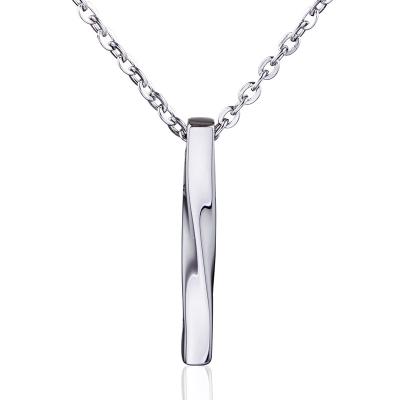 China High Quality/Factory Source Fashion Stainless Steel Twisted Shiny Necklace Long Silver Link Chain Stick Pendant Necklace for sale