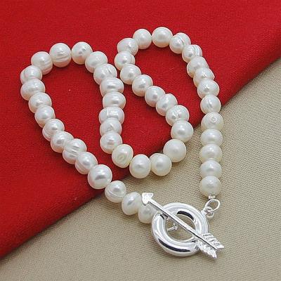 China Trendy Large Freshwater Pearl Necklaces Fashion Ot Buckle Choker Silver Plated Necklace For Women Wedding for sale