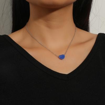 China High Quality Simple Blue Crystal Necklace For Woman Girl Pendant Necklace/Acrylic Blue Heart Fashion Factory Source for sale