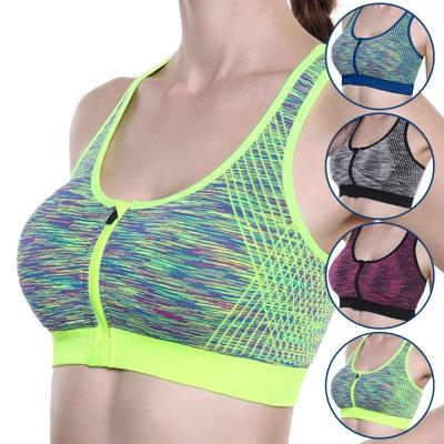 China Hot Pump Women Zipper Push Up Sports Bras Invest Underwear Gym Shockproof Breathable Fitness Yoga BH Sports Running Tops for sale