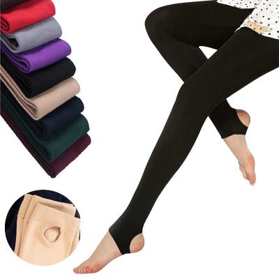 China 2021 Autumn Winter Woman Breathable Thick Warm Gaiters Candy Color Brushed Charcoal Stretch Fleece Pants Trample Feet Gaiters for sale