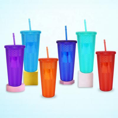 China Amazon Matte Studded Plastic Tumbler 2022 Viable Success with Lid and Straw, 24OZ/710ML, Customizable DIY Cold Mug for sale