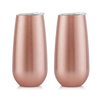 China 6 Ounces Lovely Viable Champagne Insulated Stemless Tumblers, Unbreakable Champagne Glasses for Friends Birthday Christmas Wedding for sale