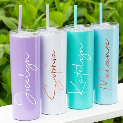 China Viable Personalized Stainless Steel Tumbler with Straw, Custom Travel Mug, Bridesmaid Gift for Her Bridesmaid Proposal for sale