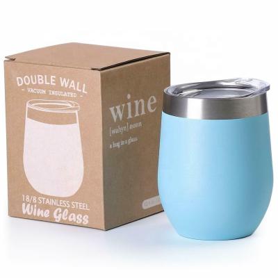 China 12oz 18/8 Stainless Steel Disposable Wine Glasses Vacuum Insulated Tumbler with Lid, Bridesmaid for Gift, Dropshipping for sale