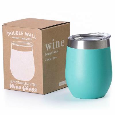 China Sip Lid Double Wall Disposable Wine Tumbler 12oz Stainless Steel Insulated Simple Modern Wine Glass, dropshipping for sale