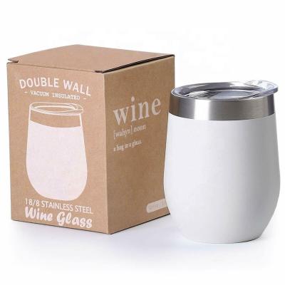 China Durable Sublimation Wine Glass Tumbler Blank Stainless Steel Vacuum Insulated With Lid 12oz, dropshipping for sale