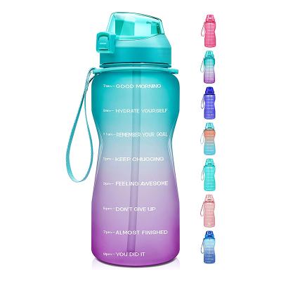 China Half Gallon/64oz Viable Water Bottle with Straw and Time Marker, Leak Proof, BPA Free Tritan Water Jug, for Outdoor, Fitness, Gym for sale