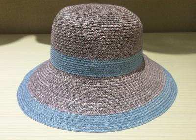 China Sombrero ancho azul de Sun del borde con color de la mezcla/sombrero de Sun del ganchillo de la secuencia del papel para el ocio en venta