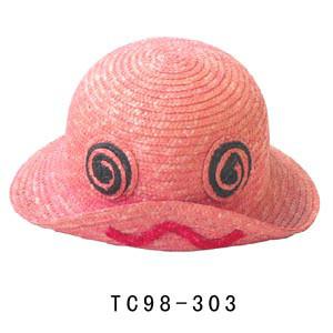 China 56cm Pink Cute Childrens Sun Hat For Summer , 7mm Straw Braid Leisure Sun Hats for sale