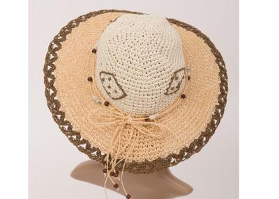 China Sombreros para mujer de Brown Sun de la rafia natural de los 57cm, sombreros de Sun del papel del otoño para la moda en venta