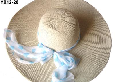 China Fashionable Big Brim Womens Sun Hats , Female Paper String Sun Hats For Spring for sale