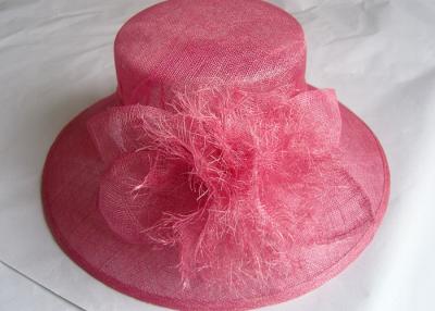 China Pink Sinamay Womens Church Hats Unedged Decoration With 11cm Brim For Spring for sale