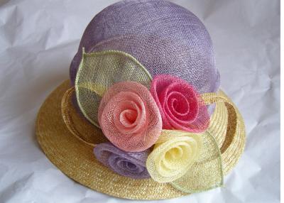 China 7cm Sinamay Straw Braid Womens Church Hats With Sewing Brim / 57cm Customized Hats for sale