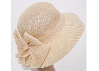 China White Womens Church Hats With PP Braid Sewing Brim For Stage Show , Flower  Sinamay Hats for sale