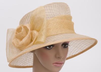 China Ivory Natural Sinamay Womens Church Hats With 9cm Brim For Banquet ,  Summer Sun Hat for sale