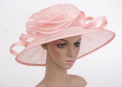 China Light Pink Flower Cascade Womens Church Hats , Sinamay Ladies Hat With 11cm Brim for sale