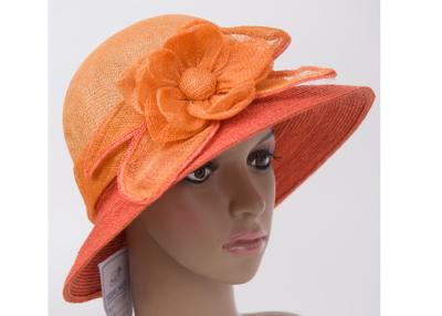 China 7cm Orange Womens Church Hats / Feather Straw Braid Sewing Brim Hats For Decoration for sale