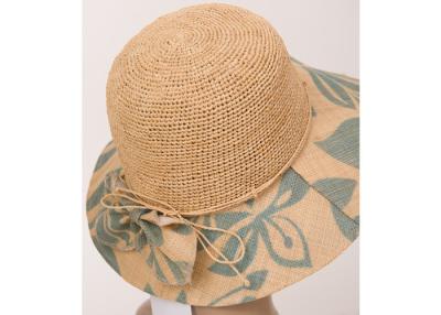 China 12cm Raffia Cloth Brim Womens Sun Hats For Adults For Leisure , 57cm Natural Sun Hats for sale