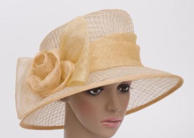 China 9cm Brim Natural Ivory Ladies Sinamay Hats With Bowknot , Ladies Sun Hats for sale