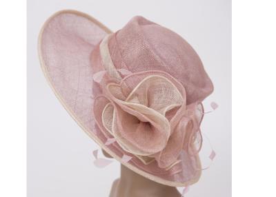 China Light Pink Ladies Sinamay Hats / Ladies Dress Hats For Carnival , 12cm Brim for sale