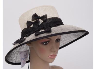 China Small Black Bowknot Sinamay Hats For Women , 12cm Brim Ladies Occasion Hats for sale