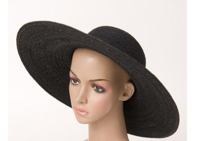 China 15cm Black Wide Brimmed Sun Hat / 58cm Raffia Straw Braid For Leisure for sale