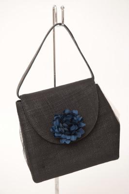 China Leather Black Sinamay Bag for sale