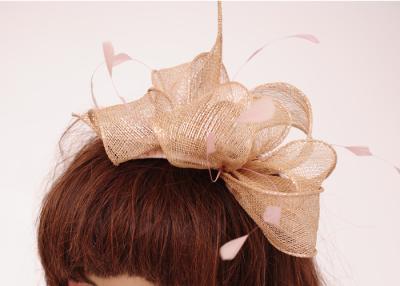 China Silver Pink Autumn Sinamay Fascinator With Silver Wire , Fascinators Headwear For Christmas for sale