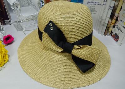 China Fashion Womens Sun Hats With Bowknot Flower , Leisure Wide Brim Sun Hat for sale