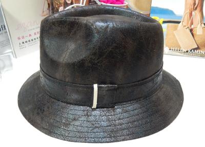 China Black Hat Short Brim Mens Homburg Hats Faux Suede for Gentleman for sale