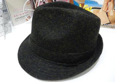 China 4cm Brim Gentleman Homburg Hats , Black Wool Felt Hat For Daily Leisure Activities for sale