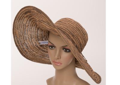 China Seashore Wide Brimmed Sun Hat 15cm Taupe / raffia straw hat for girls for sale