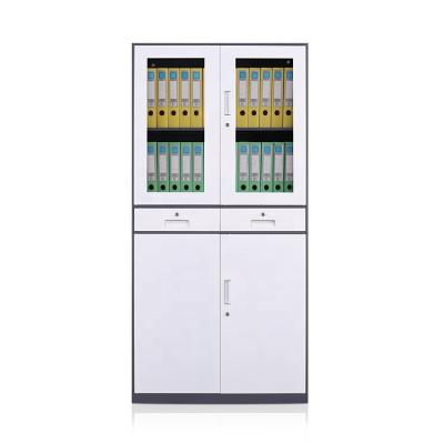 China Durable Wholesale Metal Furniture Glass Door Office School Metal Steel File Storage Cabinet for sale