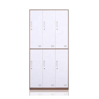 China New Design Modern Wardrobe Cabinet 6 Door Metal Steel Wardrobe With Mirror for sale