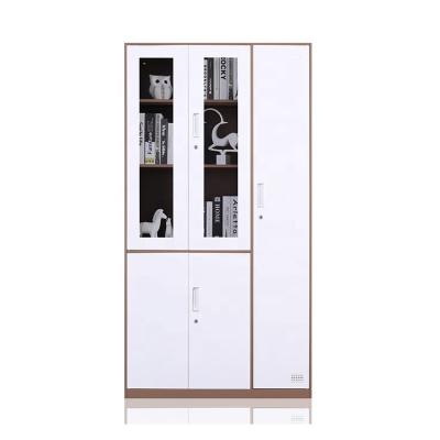 China Modern Cheap Steel Filing Cabinet Office Cupboard Door Metal Wardrobe Glass Storage Cabinet for sale