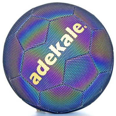 China Durable PU adekale reflective soccer holographic glow in the dark soccer ball glow city soccer ball customization for sale