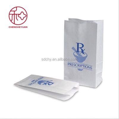 China Recyclable RX bag, airsickness bag, pharmacy paper bag with white kraft paper for medicine/hospital use for sale