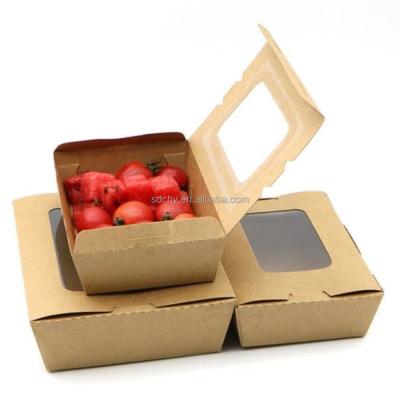 China Custom Recycled Greaseproof Materials Price Food Grade Cheap Kraft Paper Take Away Salad Fast Food Packing Box for sale